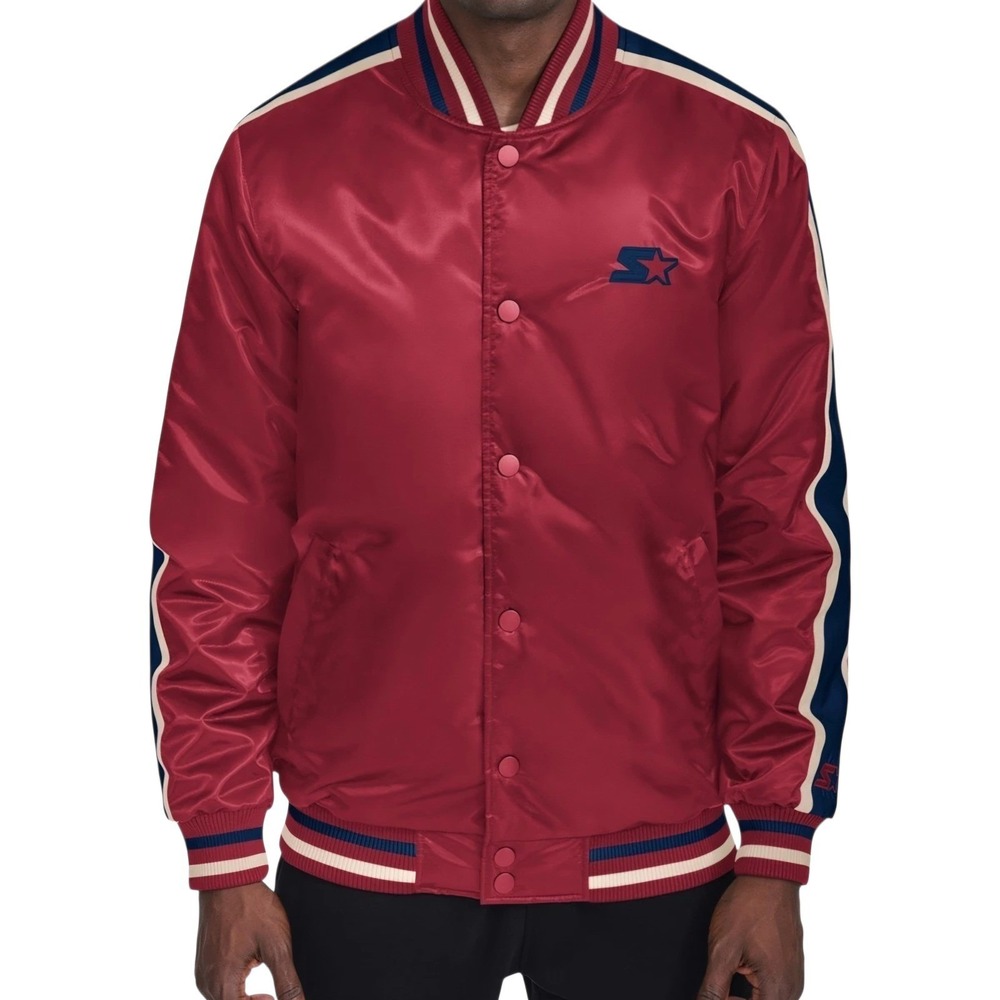Starter Satin Enzo Stripe Varsity Jacket Men L‎ Quilted Bomber Retro 90s Y2K XXL